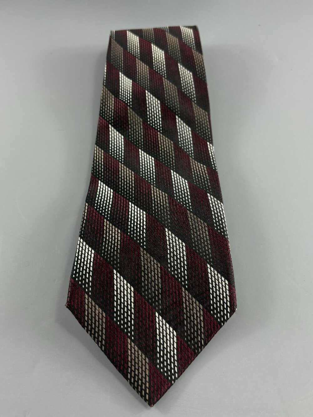 Platinum Designs Burgandy / Grey Geometric Men's Extra Long Tie 4' x 62"